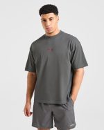 Orbit Oversized T Shirt - Charcoal/Red - Image 2