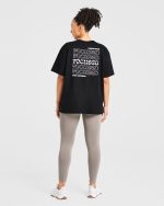 Focused Wavy Oversized T Shirt  - Black - Image 3
