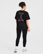 Power Lifting Illustration T Shirt - Black/Pink - Image 3