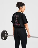 Power Lifting Illustration T Shirt - Black/Pink - Image 7