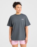 Sculpting Season Oversized T Shirt - Grey/Pink - Image 2