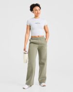 Sports Club Baby Tee - Heather Grey/Green - Image 8