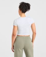 Sports Club Baby Tee - Heather Grey/Green - Image 2