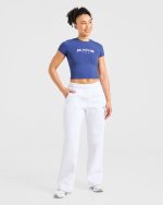 Sports Club Varsity Baby Tee - Cobalt - Image 3
