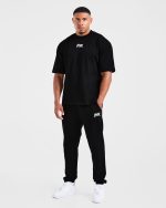 Lifting Club Gothic Oversized Joggers - Black/Off White - Image 3