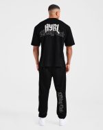 Lifting Club Gothic Oversized Joggers - Black/Off White - Image 4