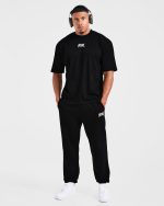 Lifting Club Gothic Oversized Joggers - Black/Off White - Image 7