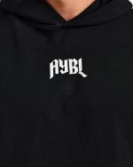 Lifting Club Gothic Oversized Hoodie - Black/Off White - Image 6