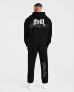 Lifting Club Gothic Oversized Hoodie - Black/Off White - Image 4