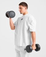 Lifting Club Gothic Oversized T Shirt - Grey Marl - Image 7