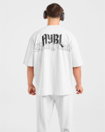 Lifting Club Gothic Oversized T Shirt - Grey Marl - Image 8