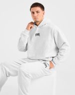 Lifting Club Gothic Oversized Hoodie - Grey Marl - Image 7