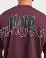 Lifting Club Gothic Oversized T Shirt - Dusty Plum/Black - Image 5