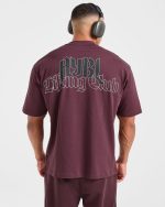 Lifting Club Gothic Oversized T Shirt - Dusty Plum/Black - Image 7