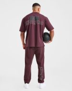 Lifting Club Gothic Oversized Joggers - Dusty Plum/Black - Image 8