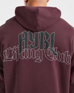 Lifting Club Gothic Oversized Hoodie - Dusty Plum/Black - Image 5