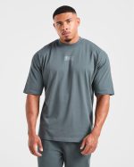 Lifting Club Gothic Oversized T Shirt - Iron Slate - Image 2