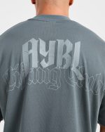 Lifting Club Gothic Oversized T Shirt - Iron Slate - Image 5