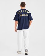 Lifting Essentials Oversized T Shirt - Navy/Yellow - Image 4