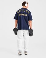Lifting Essentials Oversized T Shirt - Navy/Yellow - Image 7