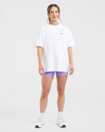 Stronger You Oversized T Shirt - White/Purple - Image 3