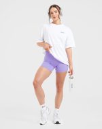 Stronger You Oversized T Shirt - White/Purple - Image 7