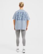 Sports Club Wavy Oversized T Shirt - Dusty Blue - Image 4