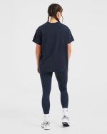 Varsity Oversized T Shirt - Navy - Image 4