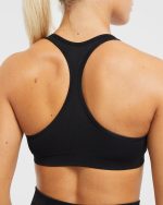 Essential Seamless Racer Back Sports Bra - Black - Image 6