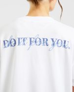 Do It For You Oversized T Shirt - White/Blue - Image 6