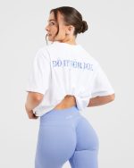 Do It For You Oversized T Shirt - White/Blue - Image 7