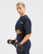 AYBL Sports Club Oversized T Shirt - Navy/Off White - Image 8