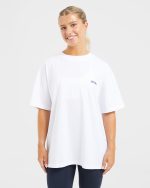 AYBL Lift Italic Oversized T Shirt - White/Navy - Image 2