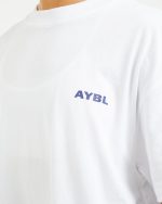 AYBL Lift Italic Oversized T Shirt - White/Navy - Image 5
