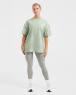 Lift Graphic Oversized T Shirt - Light Sage - Image 3