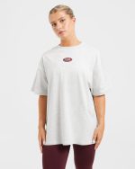 AYBL Lifestyle Oversized T Shirt - Heather Grey/Burgundy - Image 2