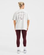 AYBL Lifestyle Oversized T Shirt - Heather Grey/Burgundy - Image 4