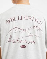 AYBL Lifestyle Oversized T Shirt - Heather Grey/Burgundy - Image 6