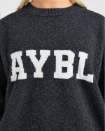 Varsity Oversized Knitted Sweater - Charcoal - Image 5