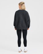 Varsity Oversized Knitted Sweater - Charcoal - Image 4