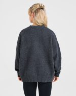 Varsity Oversized Knitted Sweater - Charcoal - Image 2