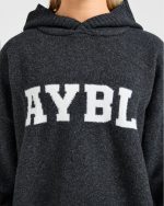 Varsity Oversized Knitted Hoodie - Charcoal - Image 5