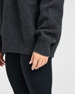 Varsity Oversized Knitted Hoodie - Charcoal - Image 6