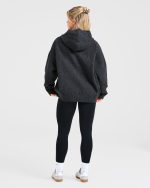 Varsity Oversized Knitted Hoodie - Charcoal - Image 4