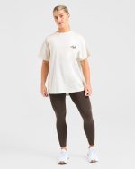 Body Achieve Mind Believe Oversized T Shirt - Beige - Image 4