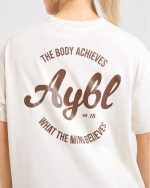 Body Achieve Mind Believe Oversized T Shirt - Beige - Image 6