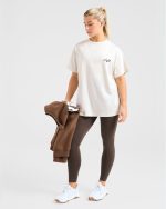 Body Achieve Mind Believe Oversized T Shirt - Beige - Image 8