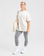 Mind Over Matter V2 Oversized T Shirt - Beige/Brown - Image 7