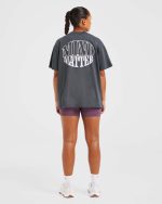 Mind Over Matter Oversized T Shirt - Charcoal/Lilac - Image 3