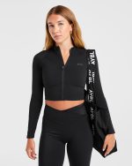 Sculpt Wrap Zip Up Jacket - Black - Image 8